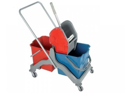 CLEANING TROLLEY WITH DOUBLE BUCKET (PLASTIC)