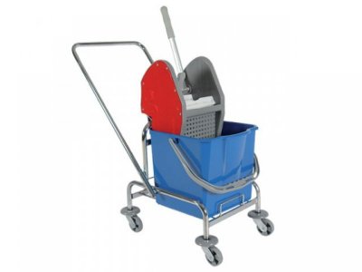 CLEANING TROLLEY WITH SINGLE BUCKET (CHROME)