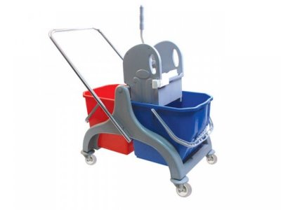 CLEANING TROLLEY WITH DOUBLE BUCKET (PLASTIC-EXTRA) Resmi