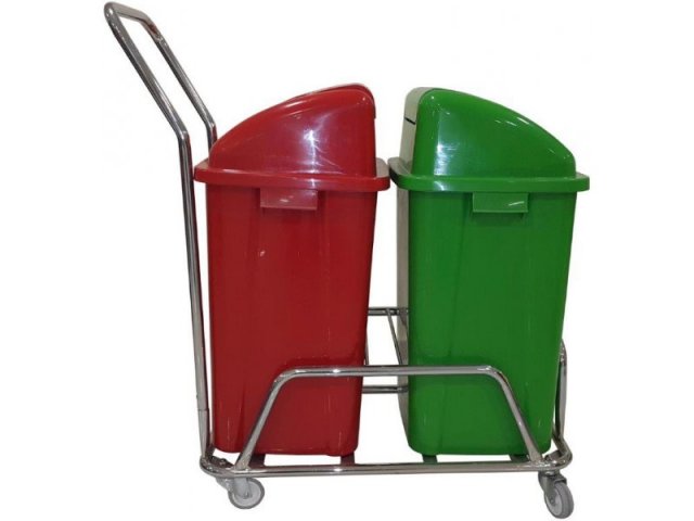 RECYCLE BUCKET WITH TROLLEY (DOUBLE)