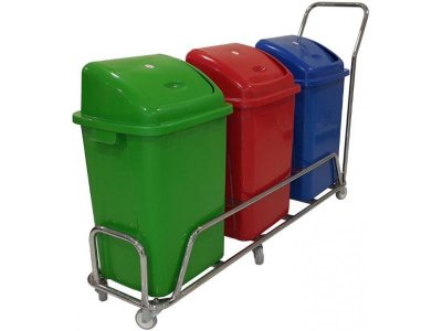 RECYCLE BUCKET WITH TROLLEY (TRIPLE)