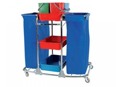 CLEANING TROLLEY WITH DOUBLE BAG (METAL)