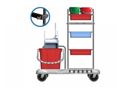 CLEANING TROLLEY WITH DOUBLE MOP BUCKET