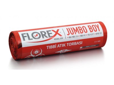 TIBBİ ATIK BASKILI JUMBO BOY ÇÖP TORBASI C KATLAMA 80*110CM 10LU 10RULO