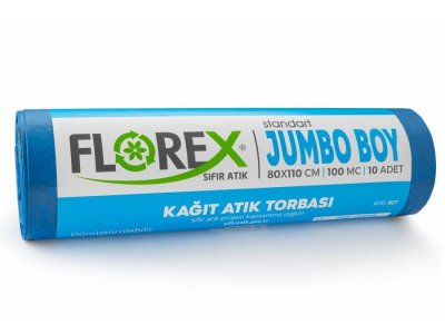 SIFIR ATIK JUMBO BOY KAĞIT ATIK BASKILI ÇÖP TORBASI MAVİ 80*110CM 10LU 10RULO