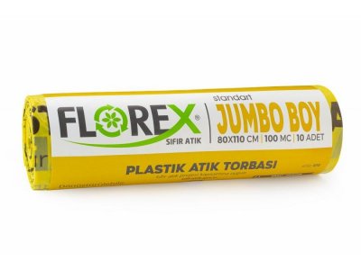 SIFIR ATIK JUMBO BOY PLASTİK ATIK BASKILI ÇÖP TORBASI SARI 80*110CM 10LU 10RULO