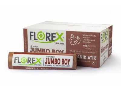 SIFIR ATIK JUMBO BOY ORGANİK ATIK BASKILI ÇÖP TORBASI KAHVERENGİ 80*110CM 10LU 10RULO Resmi