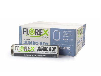 SIFIR ATIK JUMBO BOY METAL ATIK BASKILI ÇÖP TORBASI GRİ 80*110CM 10LU 10RULO Resmi