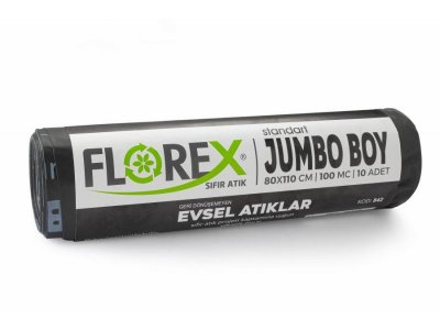 SIFIR ATIK JUMBO BOY EVSEL ATIK BASKILI ÇÖP TORBASI SİYAH 80*110CM 10LU 10RULO